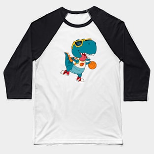 Dinosaur Playing Basketball Baseball T-Shirt